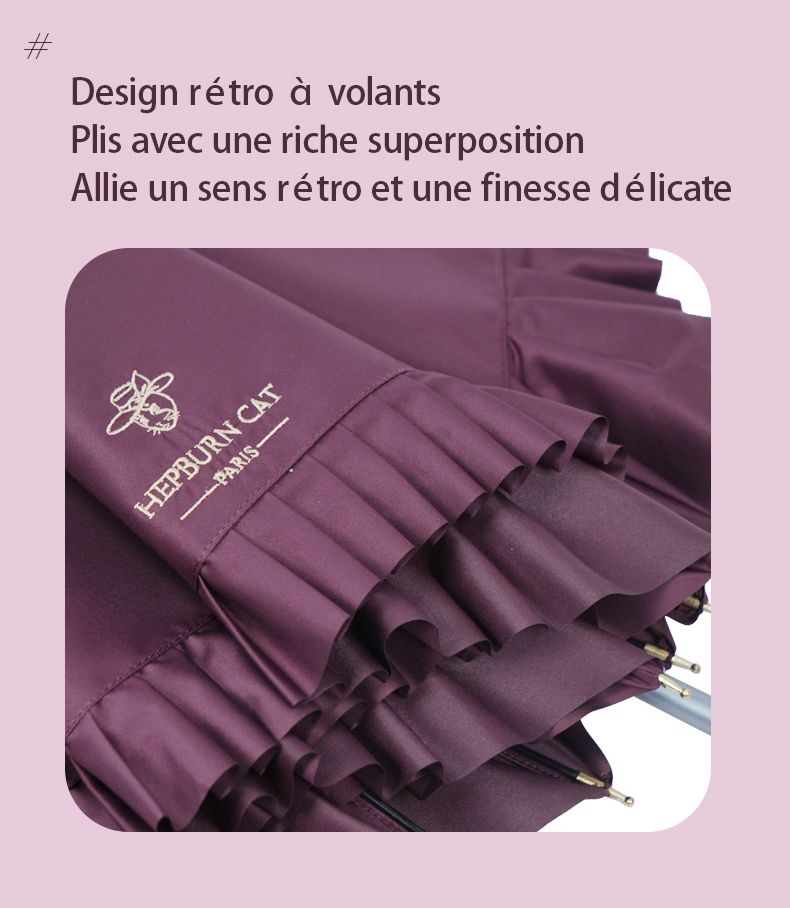 Hepburncat-Parapluie de style palace français à volants – Image 8