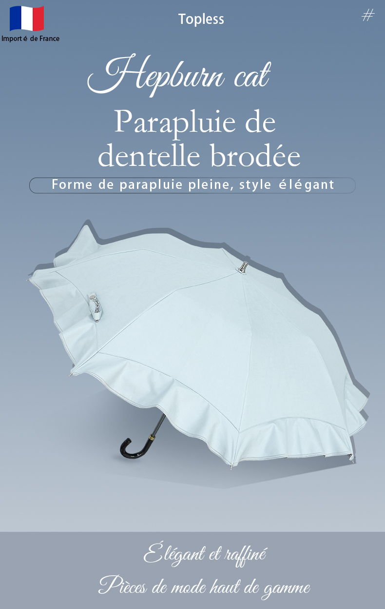 Hepburncat-Parapluie français à broderie rétro