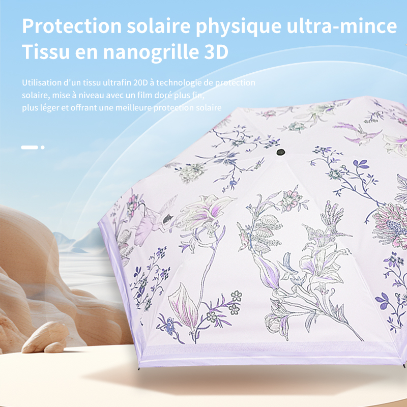 Hepburn Cat-Parapluie pliant 3 plis en fibre de carbone type crayon – Image 9