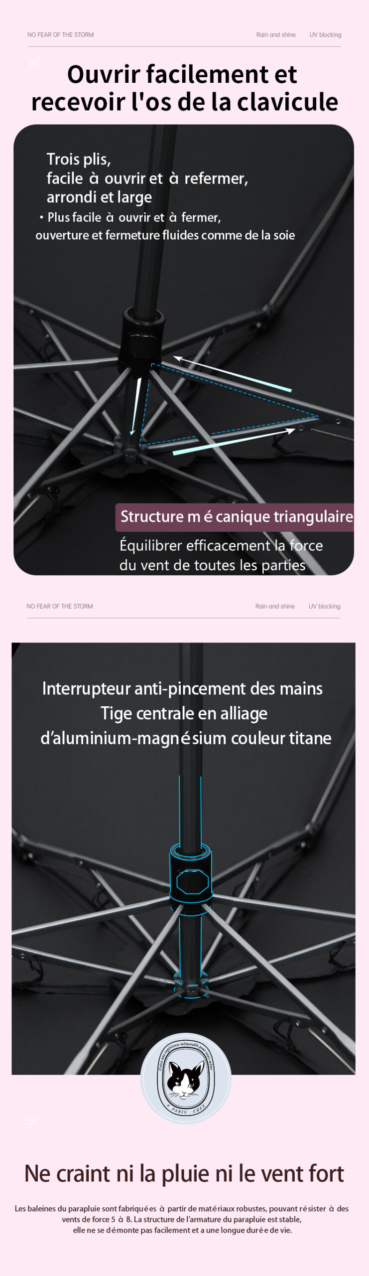 Hepburncat-Parapluie en satin gaufré soyeux de luxe – Image 9