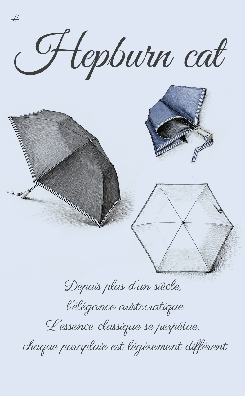 Hepburncat-Parapluie solaire avec ruban français et manche en bois – Image 10