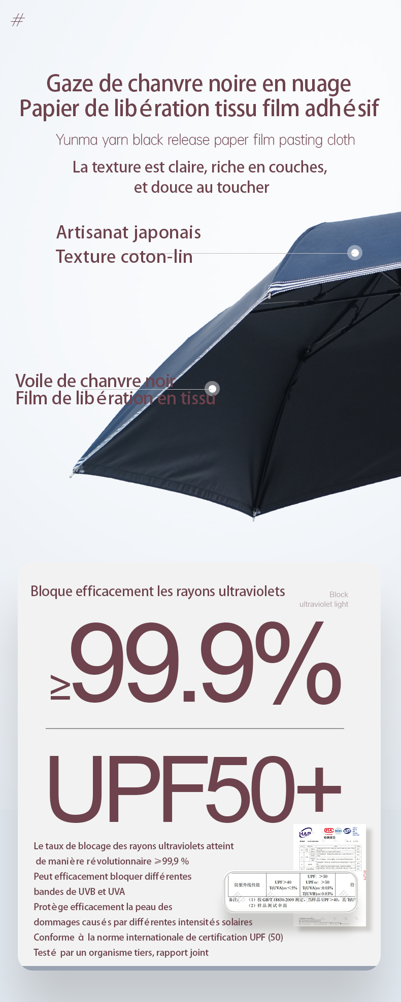 Hepburncat-Parapluie solaire avec ruban français et manche en bois – Image 8