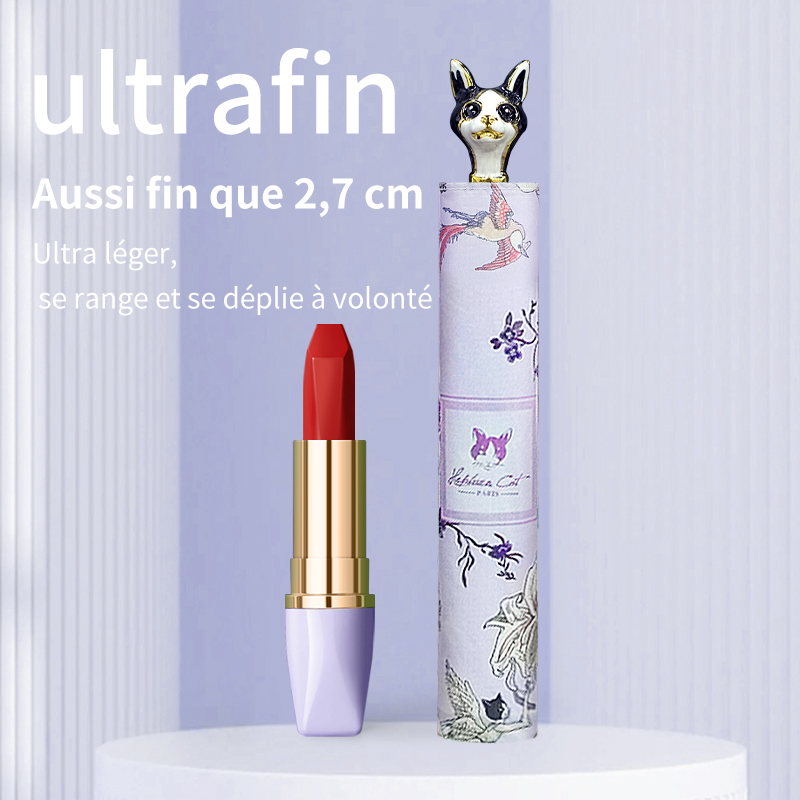 Hepburn Cat-Parapluie pliant 3 plis en fibre de carbone type crayon