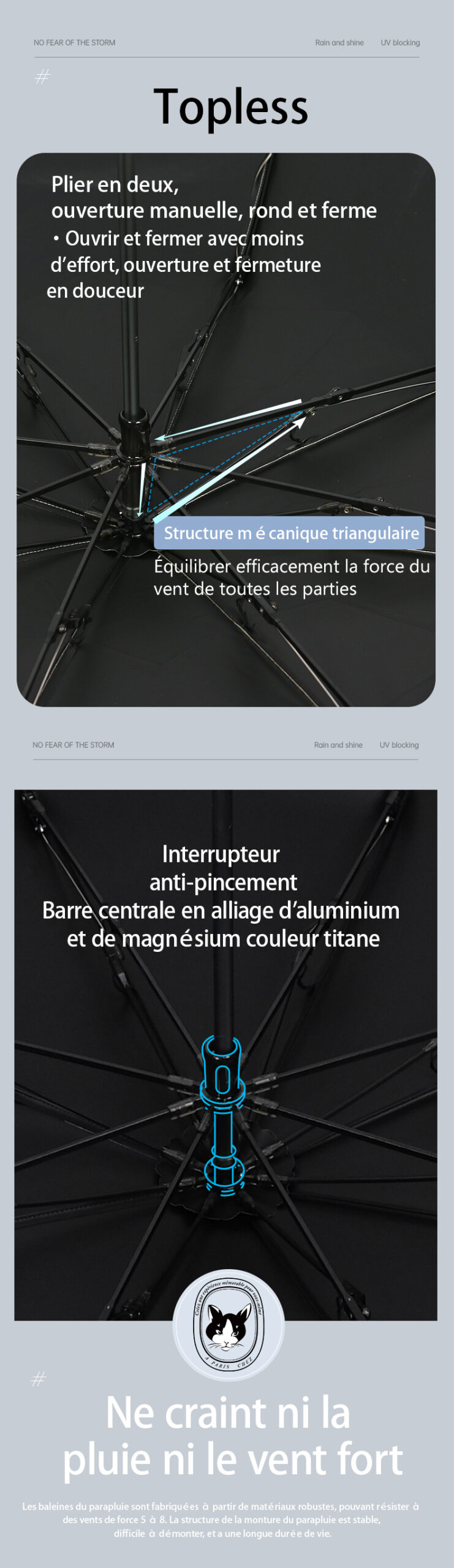 Hepburncat-Parapluie solaire avec ruban français et manche en bois – Image 7