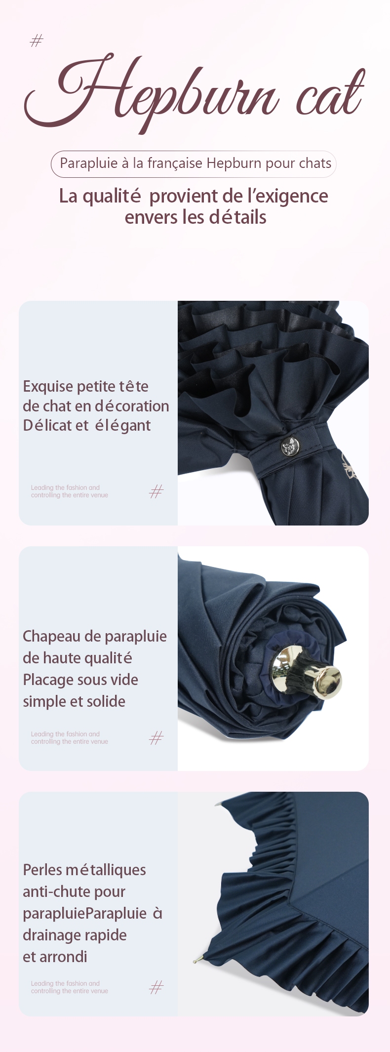 Hepburncat-Parapluie de style palace français à volants – Image 3