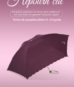 Hepburncat-Parapluie en satin gaufré soyeux de luxe