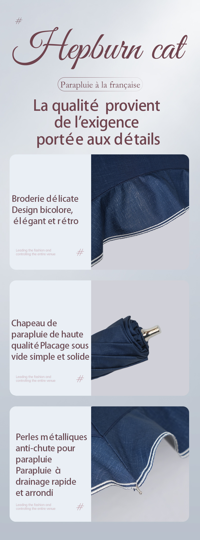 Hepburncat-Parapluie français à broderie rétro – Image 6