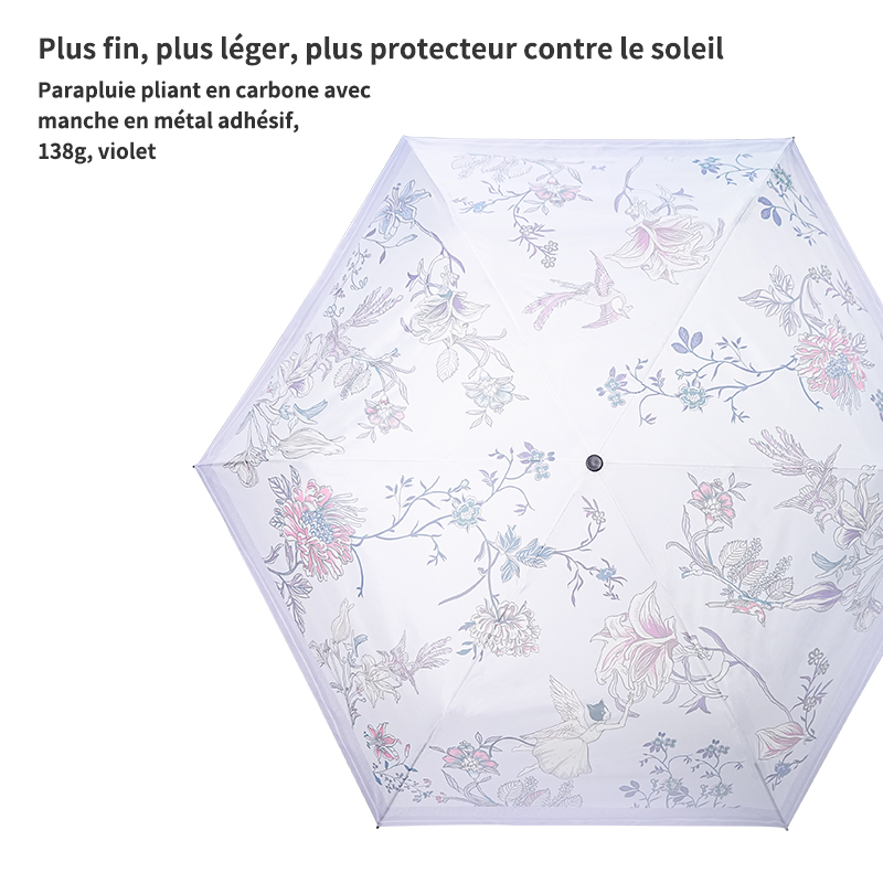 Hepburn Cat-Parapluie pliant 3 plis en fibre de carbone type crayon – Image 3