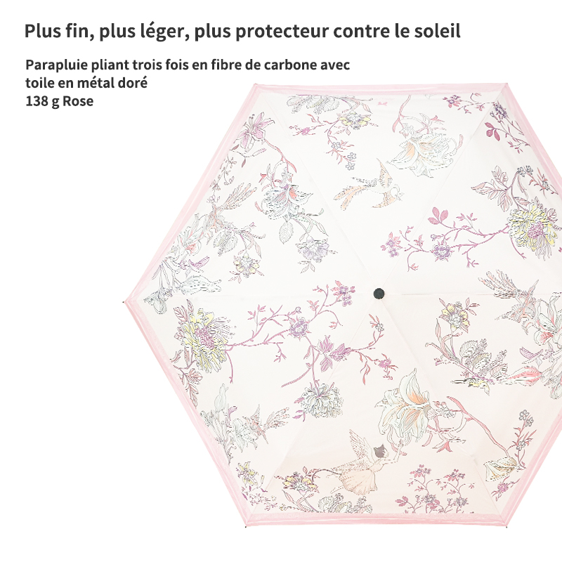 Hepburn Cat-Parapluie pliant 3 plis en fibre de carbone type crayon – Image 2