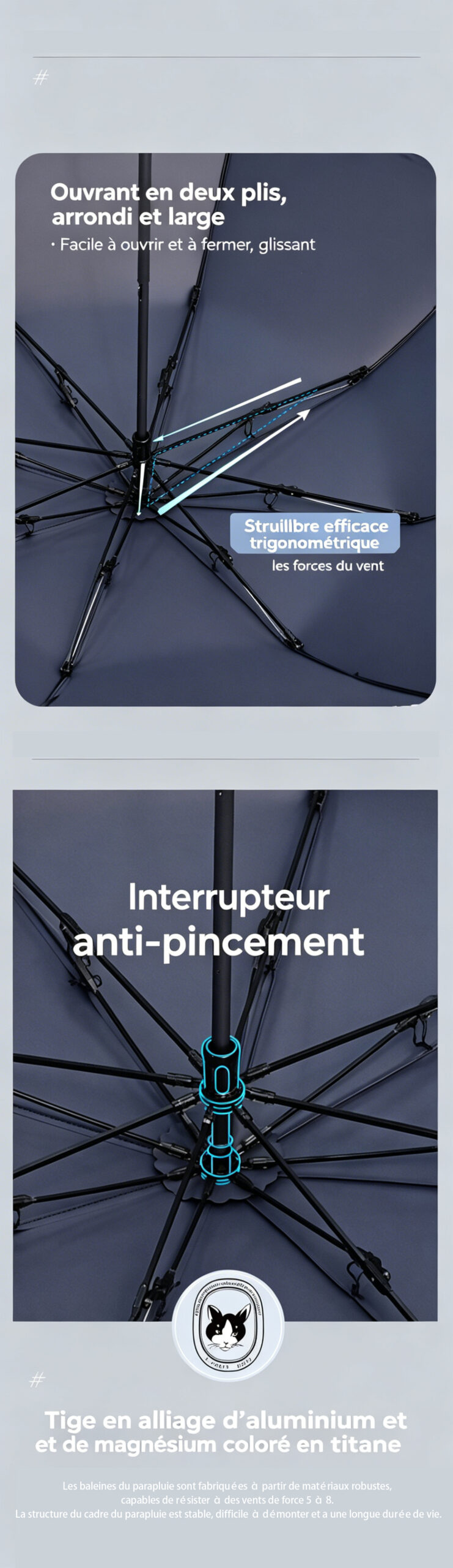 Hepburn Cat-Parapluie Français à Strass et Volants Scintillants – Image 3